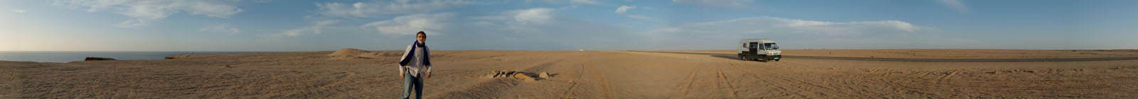 Western Sahara Panorama, road, desert, sea, MB307