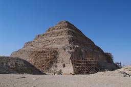 Saqqara step-pyramid under reconstruction.