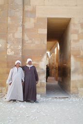 Two Egyptian guards, Saqqara temple entrance.