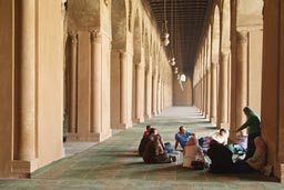 Ibn Tulun mosque Cairo, group of men and women.