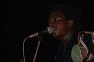 Ba Cissoko, in darkness, and tanami, talking drumm, RFI prix decouvertes Festival, Conakry Guinea, Guinee.