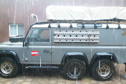 It pours in Bamako when we leave the Land Rover.