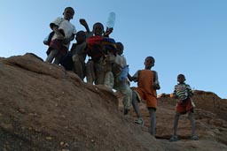 School childer, Dogon Land, walk up and down cliff every day.
