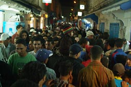 Festival Gnaoua/Gnawa, 2008 Essaouira, Morocco, crowded streets in old town/medina.