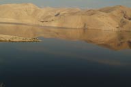 Reservoir lake, Jordan. desert mountains.