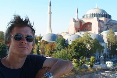 Hagia Sophia, Istanbul, me on a cafe terrase.
