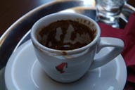 Julies Meidl cup of Turkish Coffee. Istanbul Cafe, Taksim.