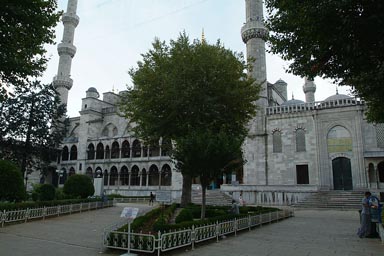 Cleaner outside Blue mosque Istanbul