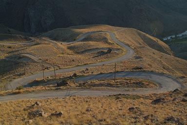 Winding, steep road leading up to Ishan, Eastern Turkey