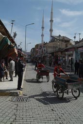Ercis, street, Turkey, hand carts, mosque.