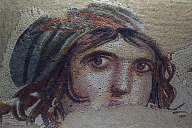 Gypsy girl, Gaziantep museum. Mosaic from the famous Zeugma, Roman city.