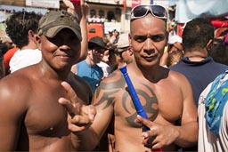 Two guys, body art, las Tablas, Panama.