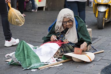 The street Guadalajara, old begging woman.