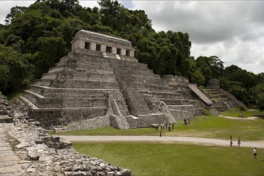 Temple of Inscriptions, Palenque. An an incredible tomb with a decorated sarcophagus lid, was excavated from the heart of the pyramid together with countless hieroglyphic inscriptions that form together the longest Maya text.