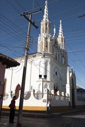 White iglesia de San Jose, early morning. Comitan, Chiapas, Mexico.