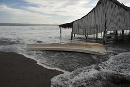 Giants waves strike the Pacific Ocean Beach Puerto Arista, Chiapas.