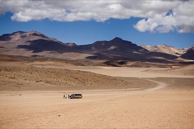 The van and friends in the wide, Bolivia.