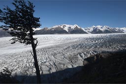 Grey glacier deep below, from Perros camino. Grey glacier deep below, from Perros camino.