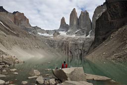 The Towers del Paine and lake. The Towers del Paine and lake.