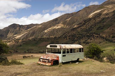 High up in the Andes, a bus that did not make it, Colombia.
