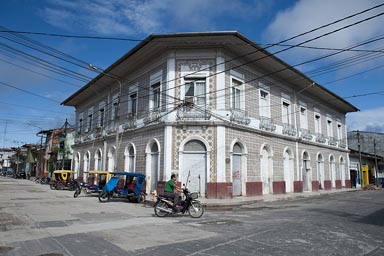 Corner house in architecture of the caoutchouc boom, Iquitos, Peru.