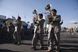 Lots of brass on Arequipa Day parade.