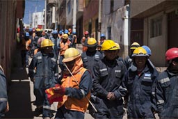 In Puno, miners go on strike over pay and benefits, Peru.
