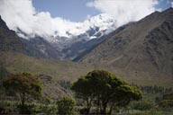 Snowy mountains when riding out from Aguas Calientes to Ollantaytambo.