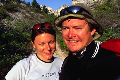 Early Morning pic of Agnieszka walking the Calanque trail
