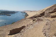 Tombs at the edge of the desert, Aswan and Nile river, Egypt. 