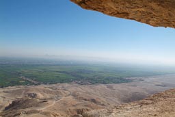 Nile valley below desert mountain of Al-Qurn.