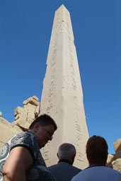 Tourists over me in front of Karnak's Obelisk. Egypt.
