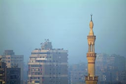 Minaret and smog on  a Cairo morning.