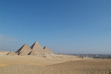 Giza Pyramids, Cairo to the left.