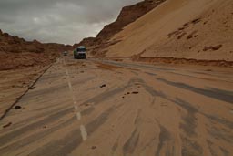 Mountain road Sinai, mud on road.