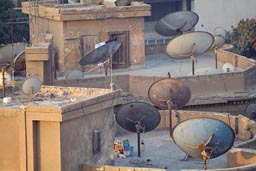 Cairo roof top, satelite dishes.
