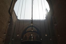 Sultan Hassan lights hanging from roof. Cairo.