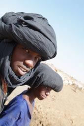 Cattle herder boys, Waterhole, Mauritania, Sahel