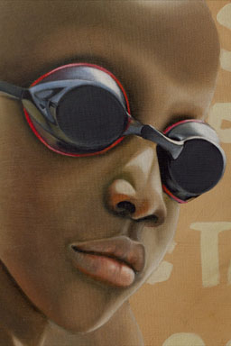Cool African boys faces with swim glasses, drawing by Adry Perez.