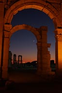 Dusk and arche and new moon, Palmyra.