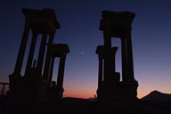 Tetrapylon and moon, Palmyra.