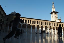 Umayyad Mosque, courtyard, Damascus. Boy running.