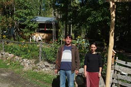 Murat and sister in front of their camping, Coruh valley, Turkey, soon to be submerged by water.