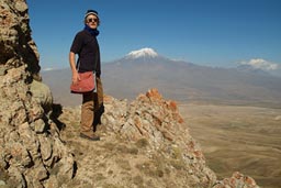 Me viewing Mount Ararat, from top of opposing mountain. Turkey.