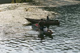 La Laguna, Lake Atitlan. Fishing boats. Guatemala.