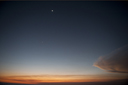 Moon, Venus, clouds, twilight.