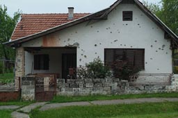 Croatia, north, war bullet riden houses.