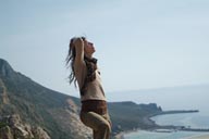 Christina posing on west Cretian coastal cliffs.
