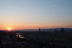 Florence, Firenze, from Piazza Michelangelo, humid sunset.