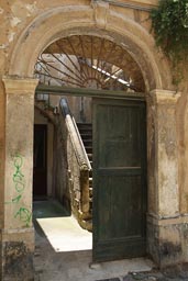 Lecce, Puglia, door, portal, sun and shadow.